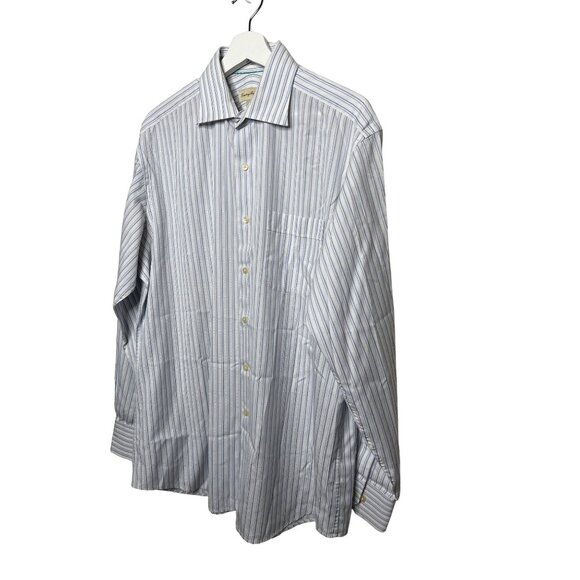 Tommy Bahama Mens Large Long Sleeve Stripe Button Down Shirt Blue White - Picture 12 of 12